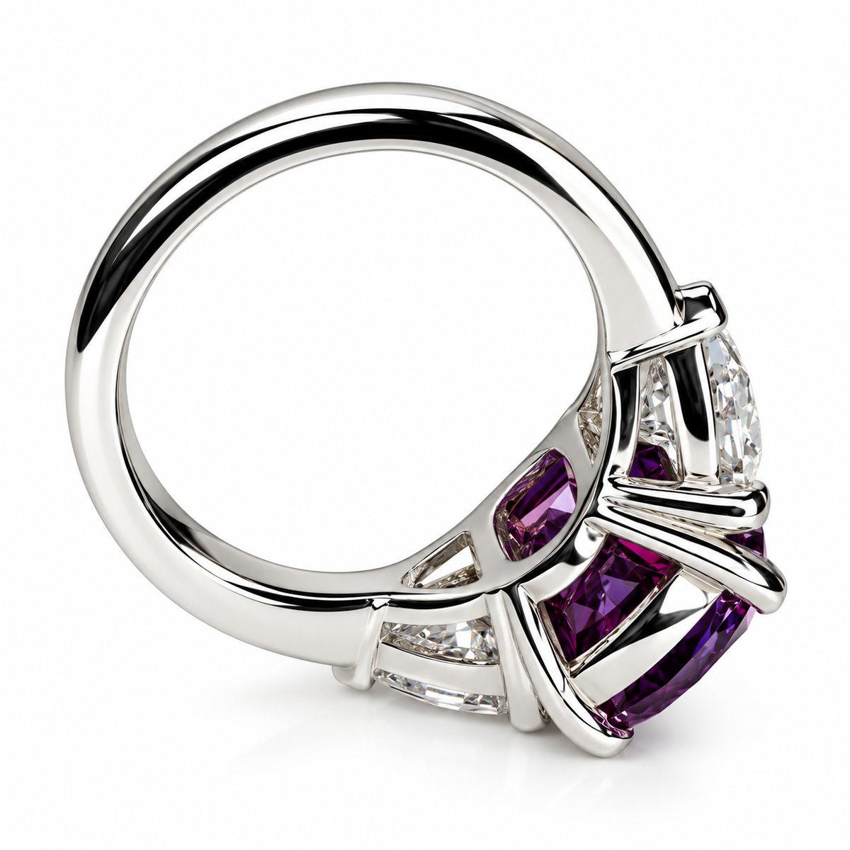 5.00 CT Alexandrite Engagement Ring, Alexandrite Ring, 14k White Gold, Cushion Cut Ring, Gift For Her, June Birthstone Ring, Purple Gemstone