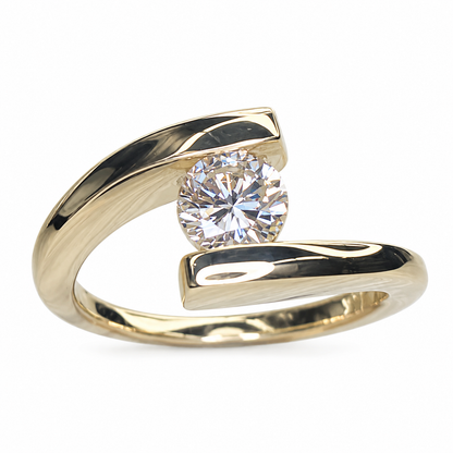 Round Solitaire Diamond Engagement Ring, Ladies Unique Diamond Solitaire Wedding Ring, 14k Yellow Gold Round Brilliant Diamond Ring    #7096