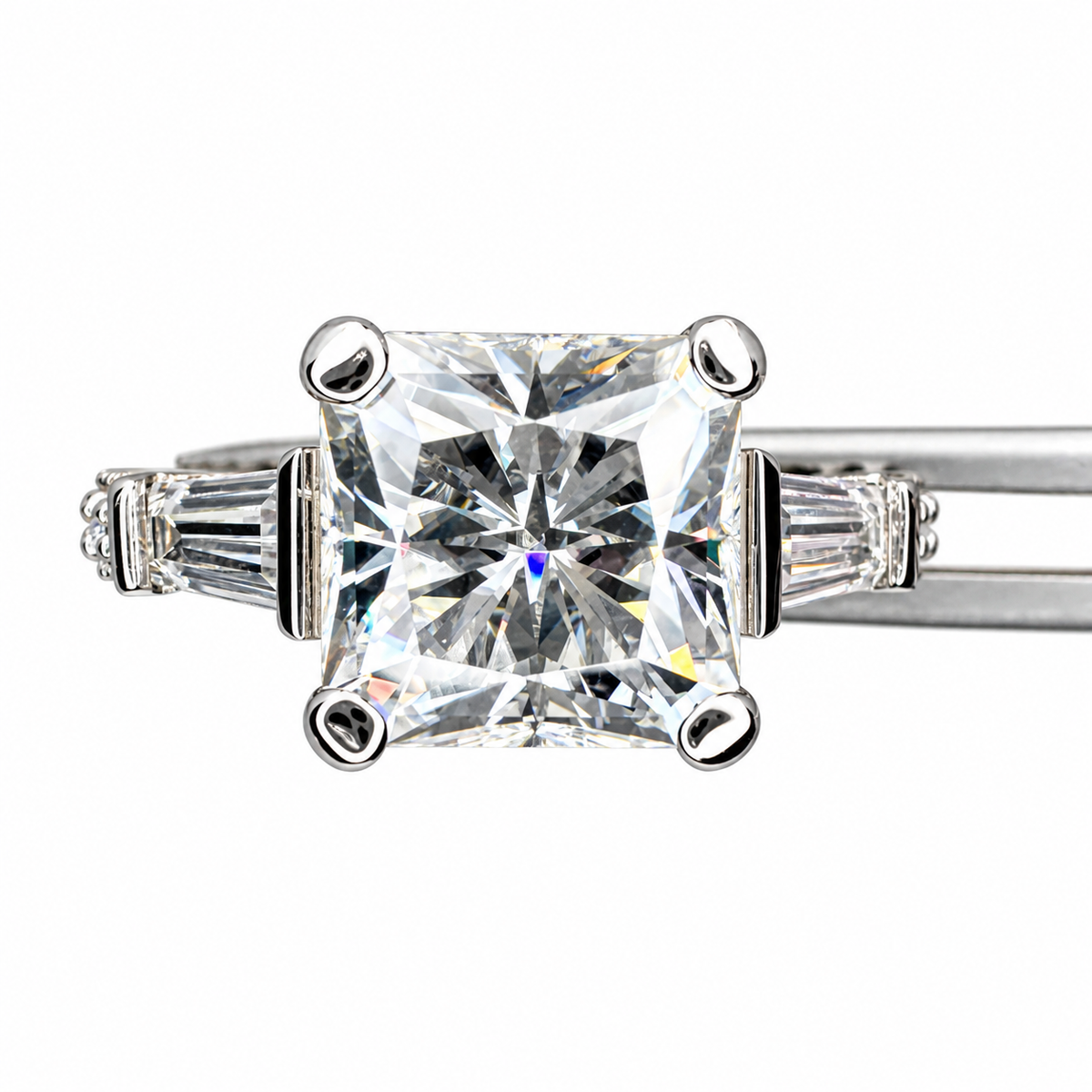 Radiant Cut Moissanite Engagement Ring White Gold Moissanite Engagement Ring For Women Unique Vintage Promise Wedding Anniversary Ring #7376