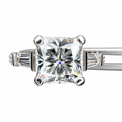 Radiant Cut Moissanite Engagement Ring White Gold Moissanite Engagement Ring For Women Unique Vintage Promise Wedding Anniversary Ring #7376