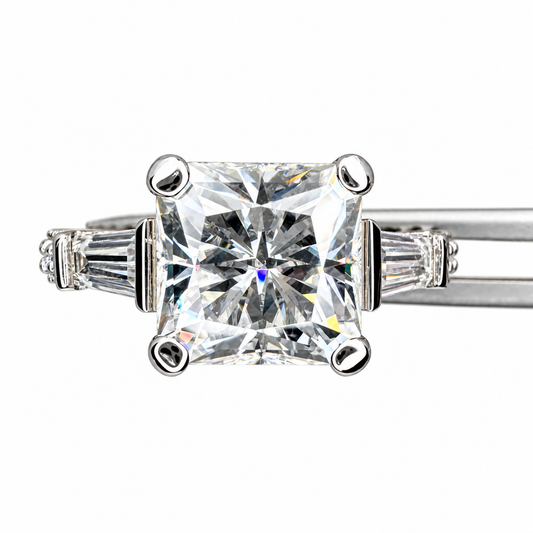Radiant Cut Moissanite Engagement Ring White Gold Moissanite Engagement Ring For Women Unique Vintage Promise Wedding Anniversary Ring #7376