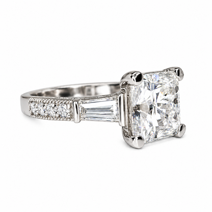 Radiant Cut Moissanite Engagement Ring White Gold Moissanite Engagement Ring For Women Unique Vintage Promise Wedding Anniversary Ring #7376