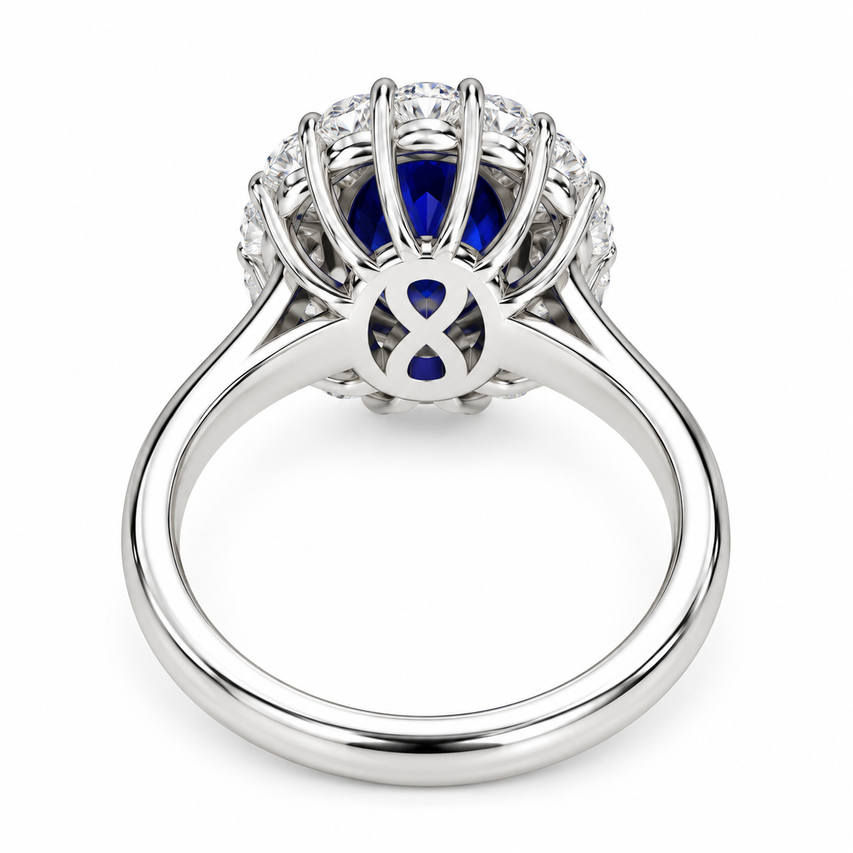 3.00 CT Oval Cut Blue Sapphire Ring 14K Solid Gold , Lab Diamond Halo Ring , Blue Sapphire and Diamond Halo Ring , September Birthstone Ring , #8604