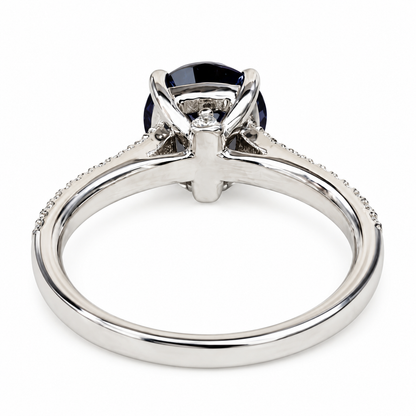2.20 CT Round Shaped Alexandrite Engagement Ring 14K White Gold Round Solitaire Alexandrite Engagement Rings Promise Anniversary Wedding Ring  #4790