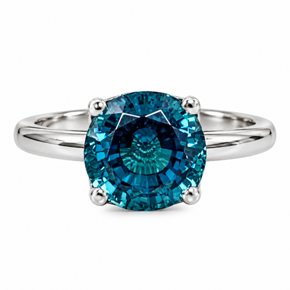 London Blue Sapphire Engagement Ring White Gold Solitaire London Blue Engagement Ring Single Stone Promise Anniversary Wedding Ring #6893