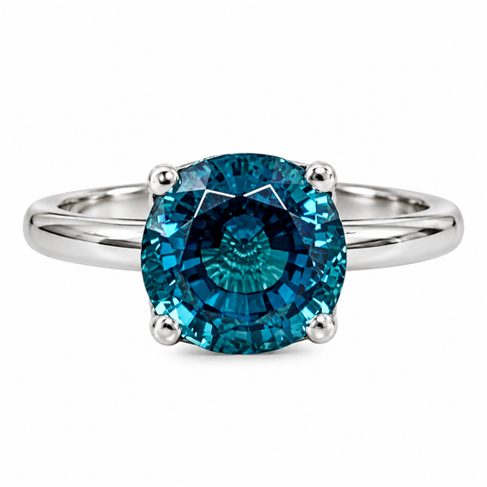 London Blue Sapphire Engagement Ring White Gold Solitaire London Blue Engagement Ring Single Stone Promise Anniversary Wedding Ring #6893