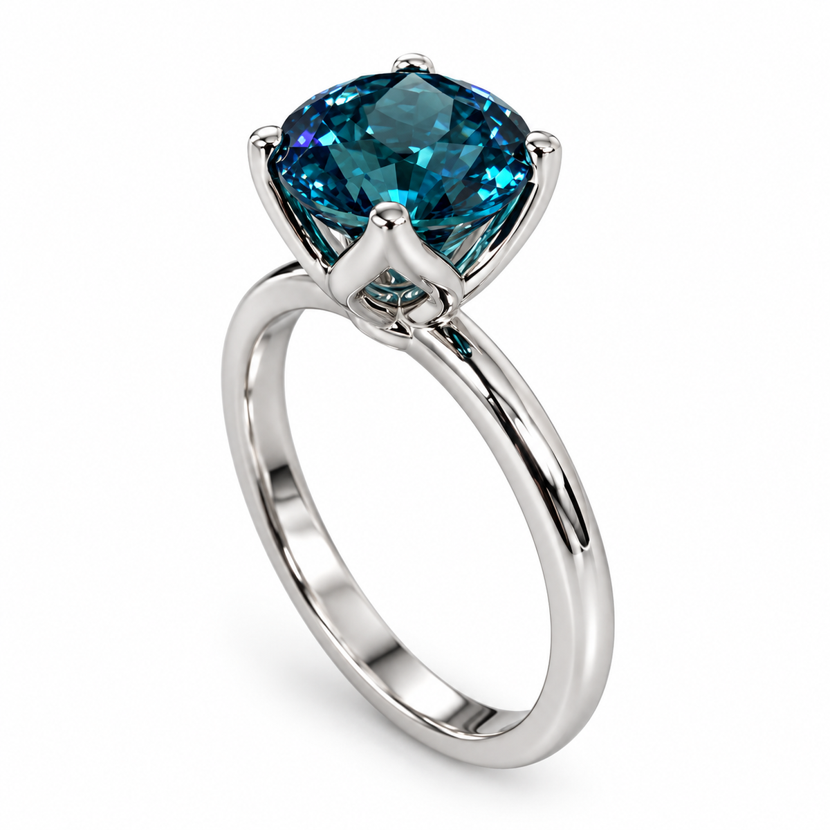 London Blue Sapphire Engagement Ring White Gold Solitaire London Blue Engagement Ring Single Stone Promise Anniversary Wedding Ring #6893