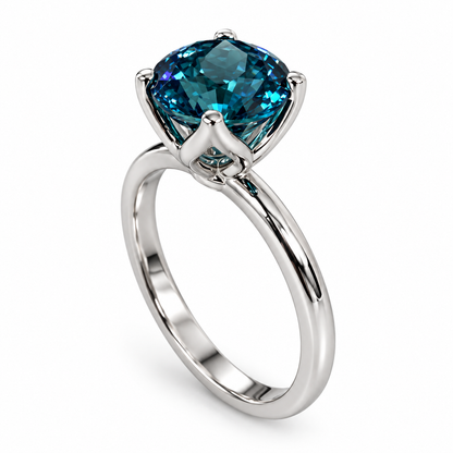 London Blue Sapphire Engagement Ring White Gold Solitaire London Blue Engagement Ring Single Stone Promise Anniversary Wedding Ring #6893