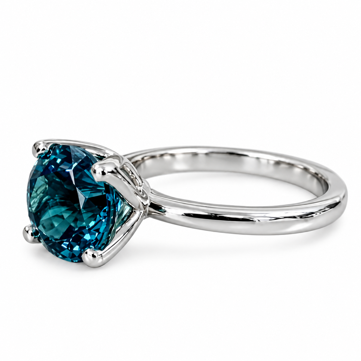 London Blue Sapphire Engagement Ring White Gold Solitaire London Blue Engagement Ring Single Stone Promise Anniversary Wedding Ring #6893