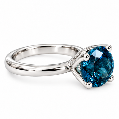 London Blue Sapphire Engagement Ring White Gold Solitaire London Blue Engagement Ring Single Stone Promise Anniversary Wedding Ring #6893