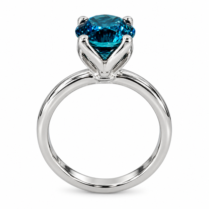London Blue Sapphire Engagement Ring White Gold Solitaire London Blue Engagement Ring Single Stone Promise Anniversary Wedding Ring #6893