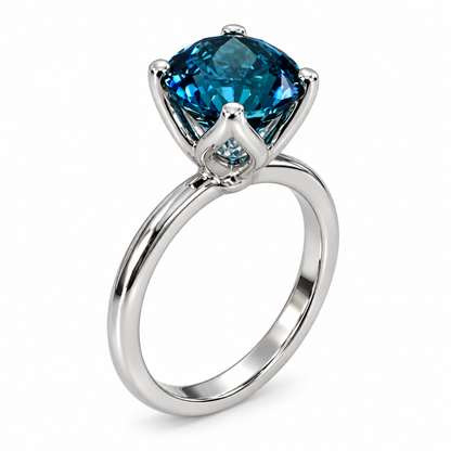 London Blue Sapphire Engagement Ring White Gold Solitaire London Blue Engagement Ring Single Stone Promise Anniversary Wedding Ring #6893