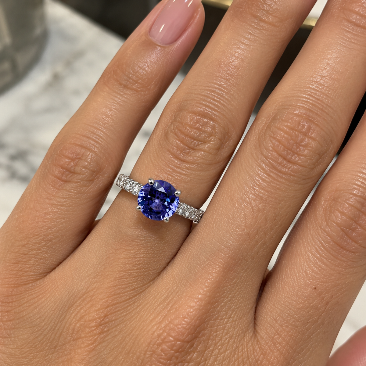 2.20 CT Round Shaped Alexandrite Engagement Ring 14K White Gold Round Solitaire Alexandrite Engagement Rings Promise Anniversary Wedding Ring  #4790