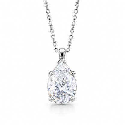 Moissanite Pear Shape Pendant 14k Gold Ladies Necklace, Solitaire Teardrop Shape Pendant Simulated Diamond, Layering Necklace For Her  #7070