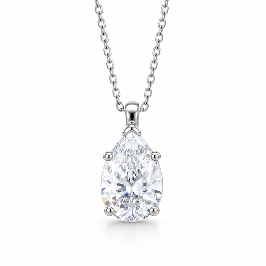 Moissanite Pear Shape Pendant 14k Gold Ladies Necklace, Solitaire Teardrop Shape Pendant Simulated Diamond, Layering Necklace For Her  #7070