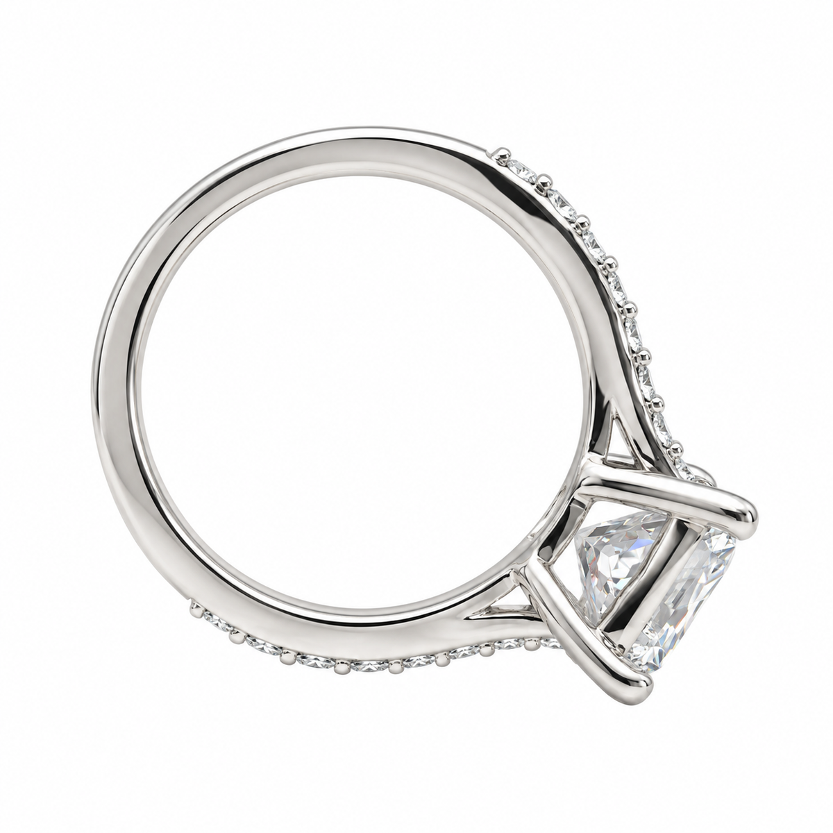 Moissanite Engagement Ring Princess Cut 14K Solid White Gold, Simple Moissanite Engagement Ring For Ladies Solitaire Princess Cut Ring #7436