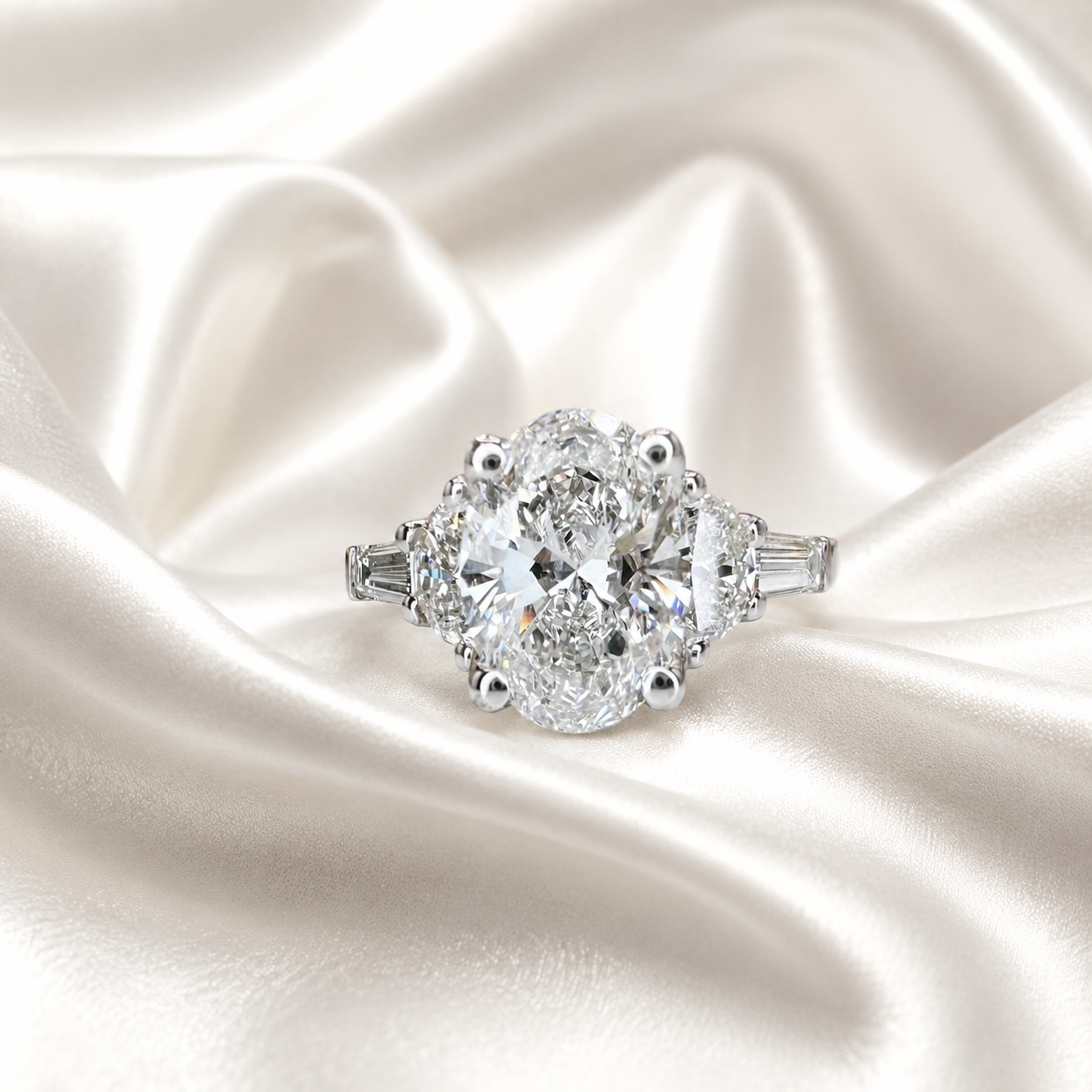2.00 CT Oval Engagement Ring 14k Solid Gold , Lab Grown Diamond Engagement Ring , Oval Three Stone Lab Created Dimond Ring Ladies Diamond Ring #8543