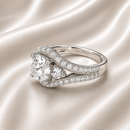 Lab grown diamond engagement ring 14k solid gold, cvd lab created diamond ring, round diamond wedding ring, certified diamond ring