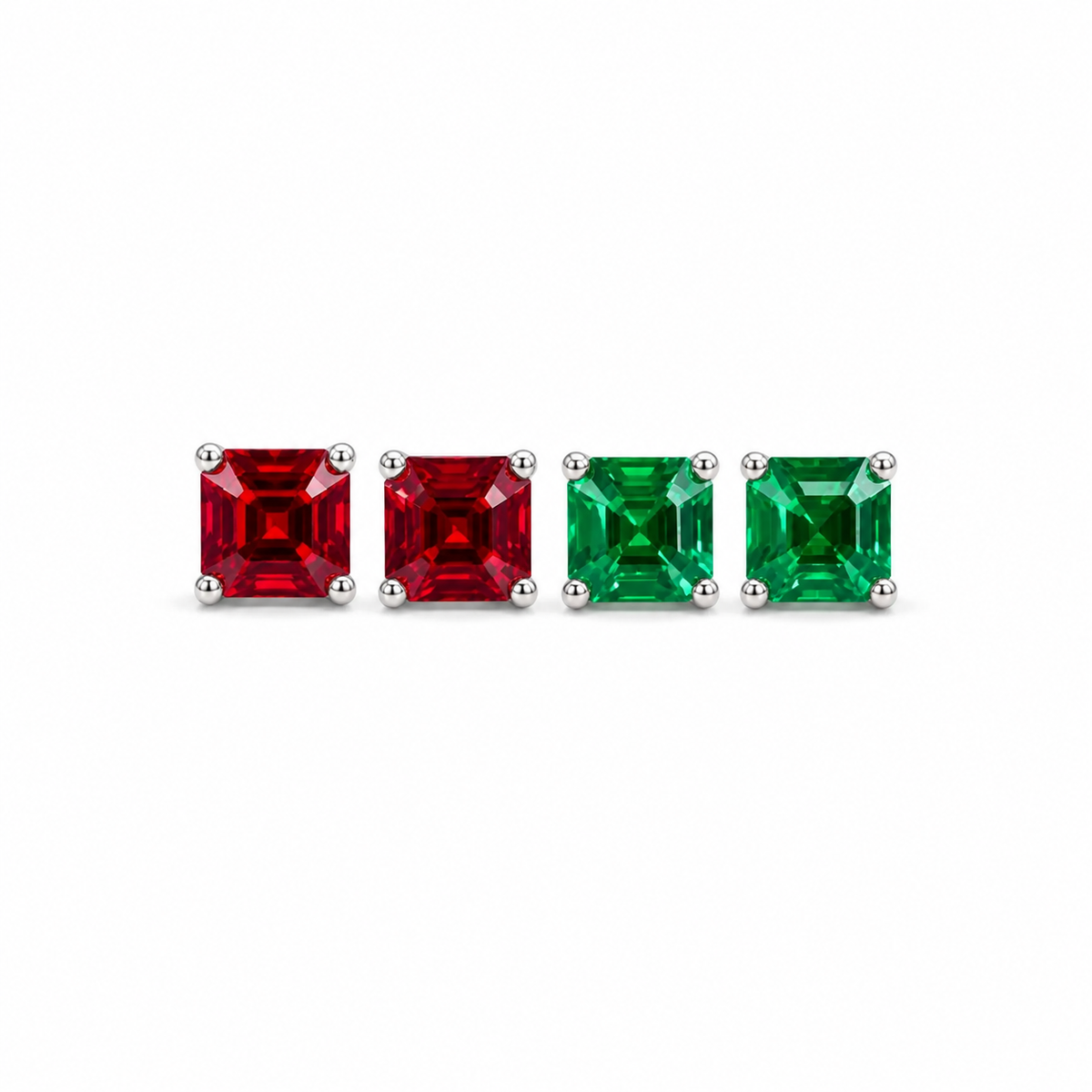 May Birthstone Earrings , Ladies Earrings , Asscher Emerald Studs , 14k Gold Earrings, Mothers Day , Birthday Gift , #8841