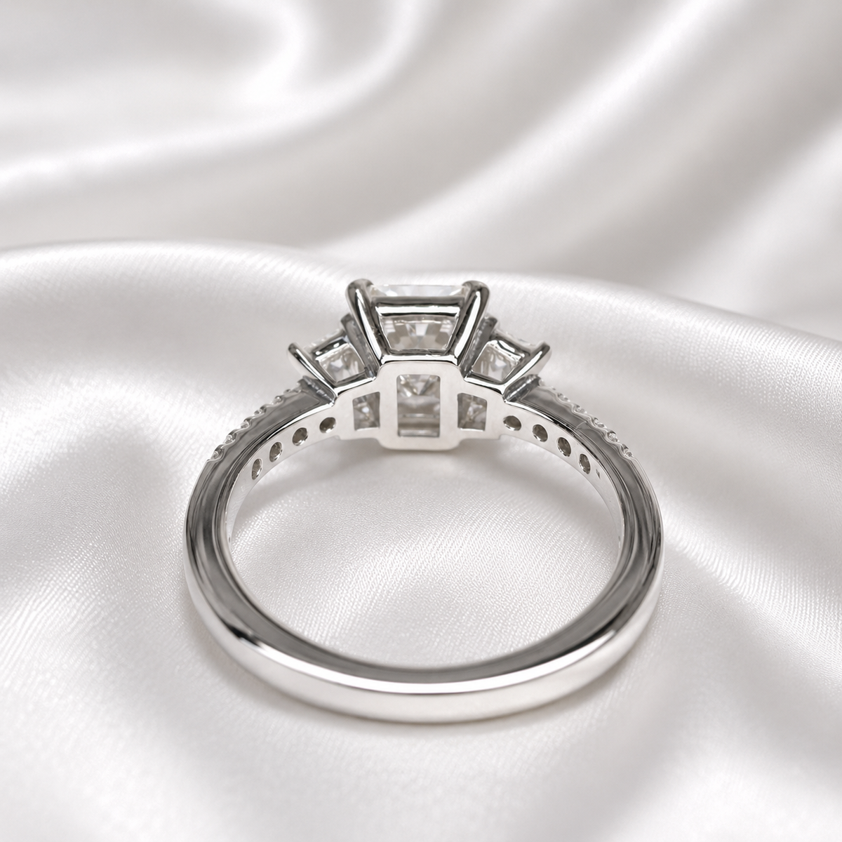2.00 CT Lab Diamond Engagement Ring 14K Solid Gold , Radiant Cut Lab Grown Diamond Wedding Ring , Three Stone Diamond Bridal Ring #8839