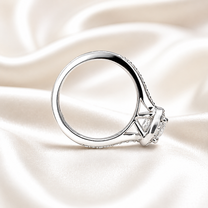 Lab grown diamond engagement ring 14k solid gold, round cut lab created cvd diamond ring, Certified lab grown diamond wedding rings