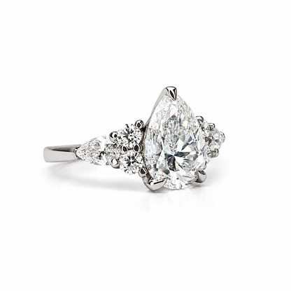Pear shaped ring 14k solid gold, Pear shaped moissanite halo engagement ring, Teardrop ring, Unique wedding promise anniversary ring,  #8037