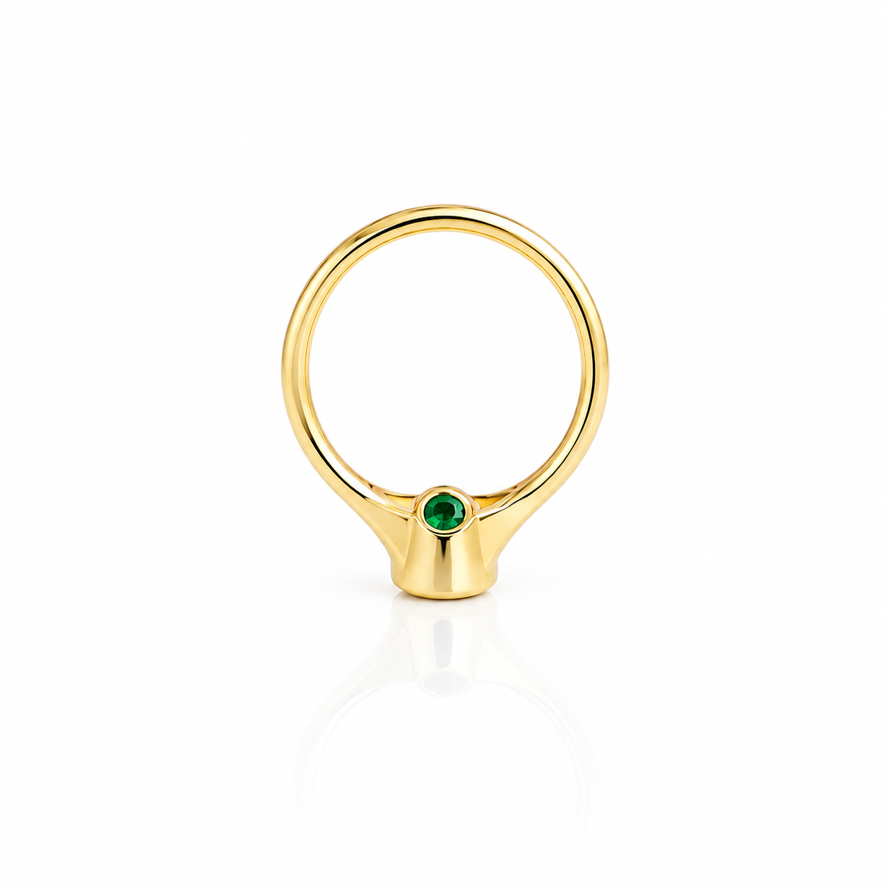 Emerald Ring, 14K Gold Emerald and Diamond Ring, Oval Cut Bezel Setting Emerald Ring, Modern Engagement Ring, May Birthstone Ring #8837