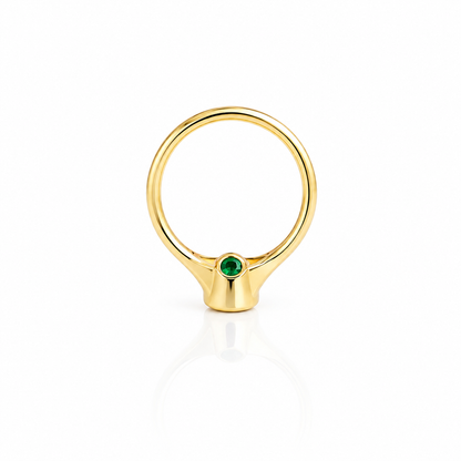 Emerald Ring, 14K Gold Emerald and Diamond Ring, Oval Cut Bezel Setting Emerald Ring, Modern Engagement Ring, May Birthstone Ring #8837