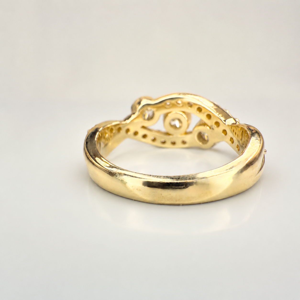 Lab Diamond Cluster Ring 14k Solid Gold , Three Stone Mothers Ring Infinity Design , Lab Grown Diamond Stacking Ring , Unique Diamond  #8603