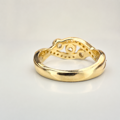 Lab Diamond Cluster Ring 14k Solid Gold , Three Stone Mothers Ring Infinity Design , Lab Grown Diamond Stacking Ring , Unique Diamond  #8603