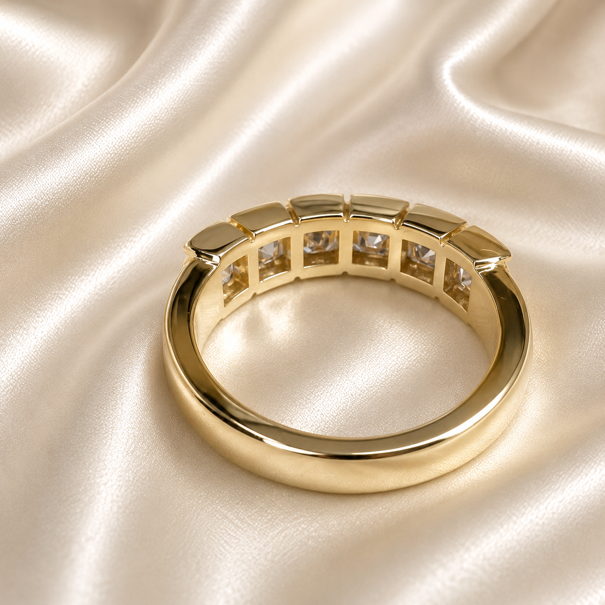 Lab grown diamond stacking wedding band, half eternity diamond matching wedding band solid gold, lab created diamond anniversary band