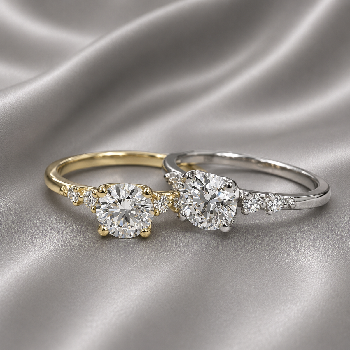 0.50 CT Dainty Round Lab Grown Diamond Promise Ring, Diamond Engagement Ring for Women, Ring in 14K Yellow White Gold #8850