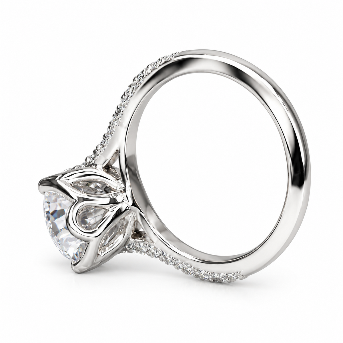 Pear Shaped Lab Grown Diamond Engagement Ring 14K Solid Gold , Teardrop Diamond Ladies Ring , IGI Certified Lab Created Diamond Ring #7100