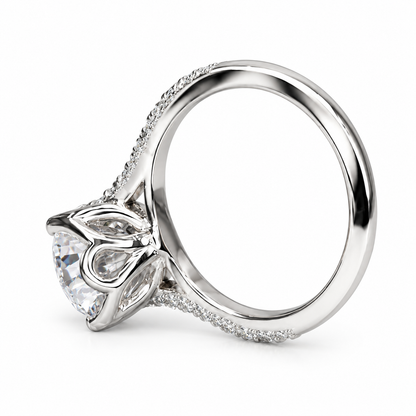 Pear Shaped Lab Grown Diamond Engagement Ring 14K Solid Gold , Teardrop Diamond Ladies Ring , IGI Certified Lab Created Diamond Ring #7100