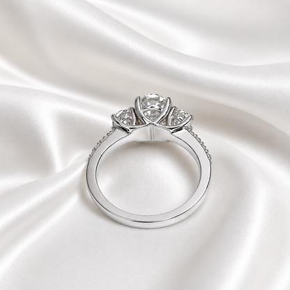 3.00 Carat Oval Lab Grown Diamond Engagement Ring 14k Solid Gold , Three Stone Oval Cut IGI Certified Lab Created Diamond Wedding Ring #8373