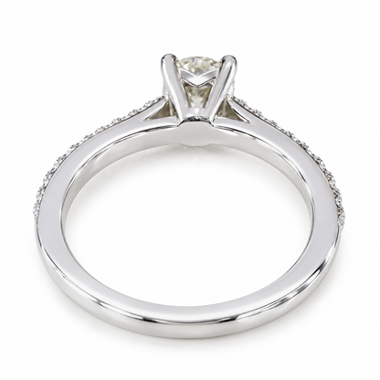Solitaire Diamond Engagement Ring 14k White Gold, Thin Band Engagement Ring, Simple Promise Ring For Her, Solitaire Engagement Ring,  #6459