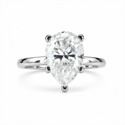 White Gold Pear Shaped Engagement Ring, Pear Cut Ring, Pear Solitaire Ring Moissanite Pear Ring Dainty Pear Cut Ring Pear Wedding Ring #7451