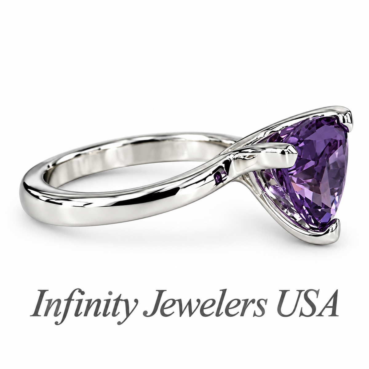 Alexandrite Trillion Engagement Ring White Gold Unique Trillion Alexandrite Anniversary Promise Wedding Bridal Ring