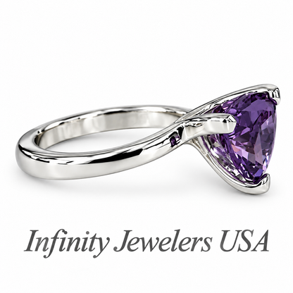 Alexandrite Trillion Engagement Ring White Gold Unique Trillion Alexandrite Anniversary Promise Wedding Bridal Ring