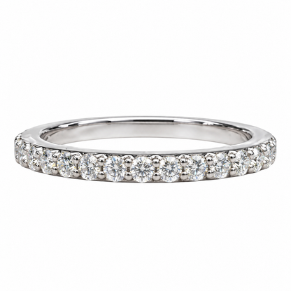 Moissanite Wedding Band 14K White Band Stacking Moissanite Band Thin Diamond Wedding Band For Ladies Dainty Stacking Bands Moissanite  #7279