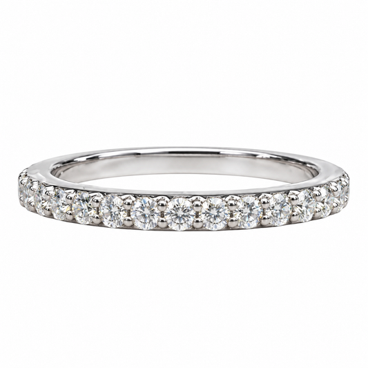 Moissanite Wedding Band 14K White Band Stacking Moissanite Band Thin Diamond Wedding Band For Ladies Dainty Stacking Bands Moissanite  #7279