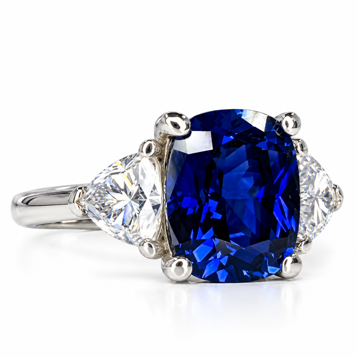 5.00 cushion Blue Sapphire Engagement Ring White Gold Elongated Cushion Blue Sapphire Engagement Ring Unique Anniversary Promise Ring #7345