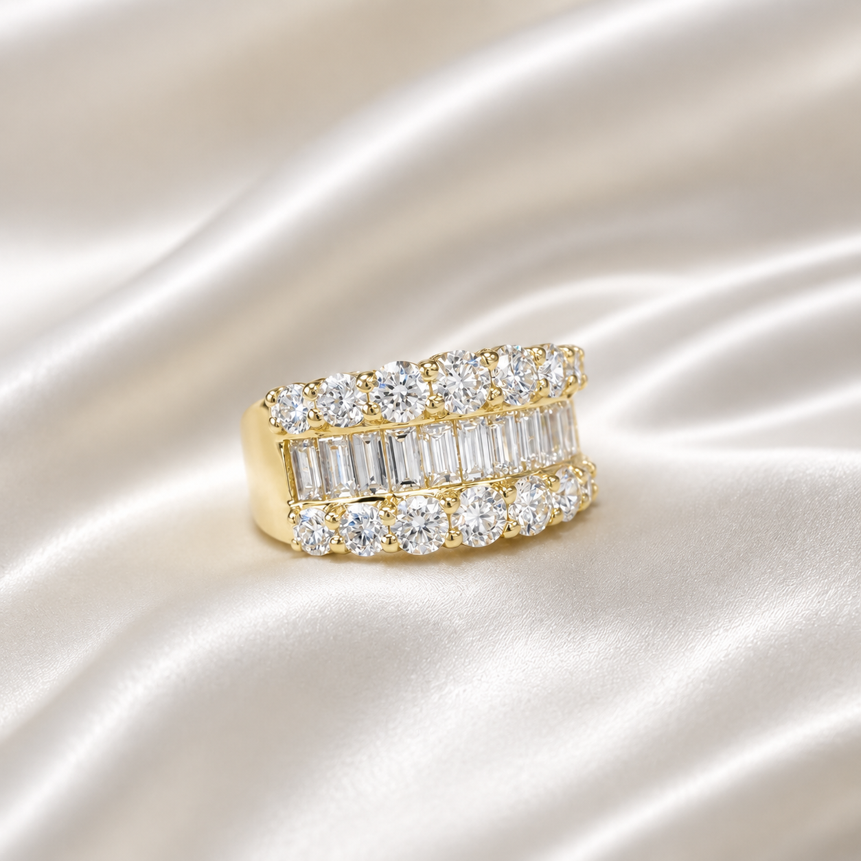 Lab Diamond Wedding Band Baguette With Round Cut Lab Diamond Anniversary Band #8804