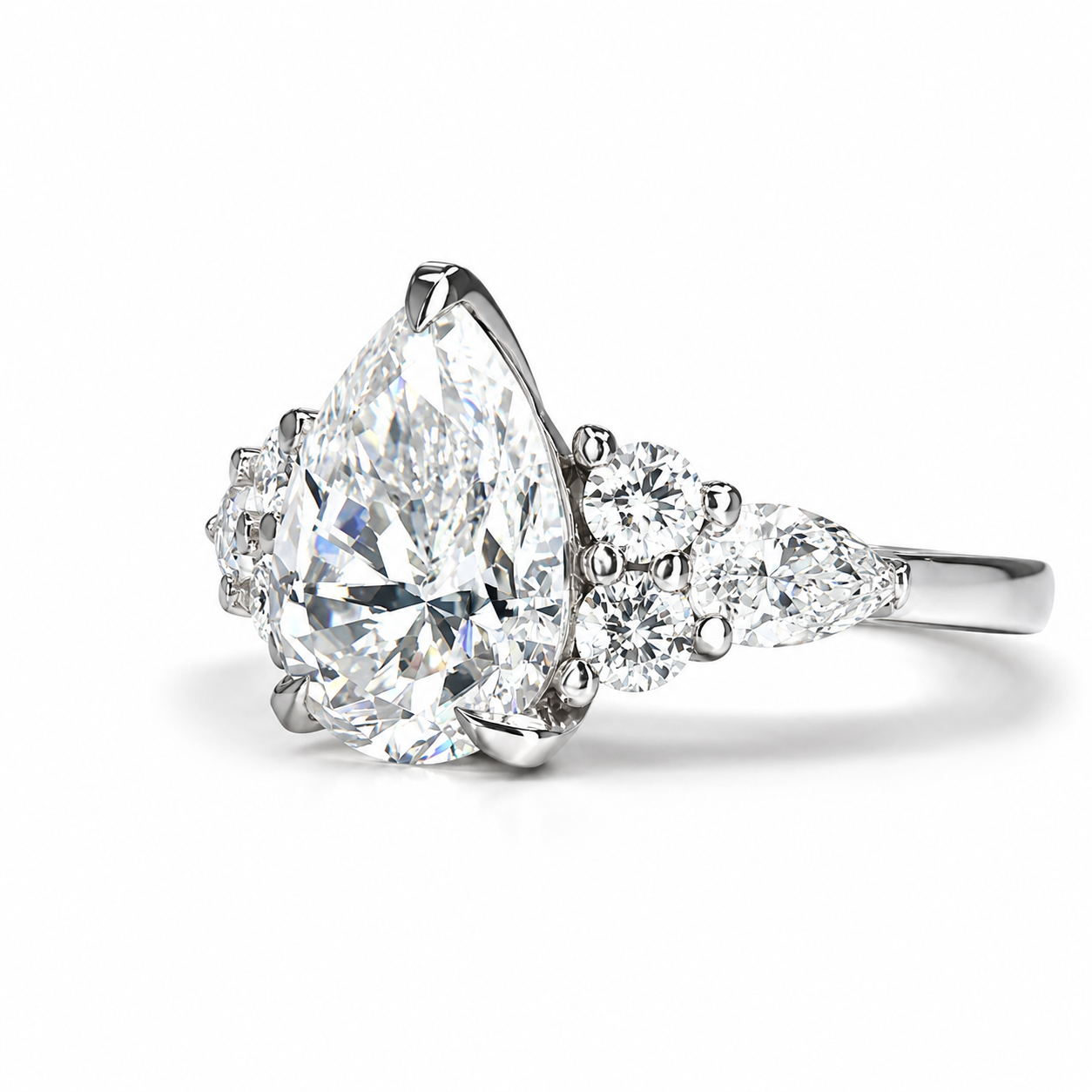 Pear shaped ring 14k solid gold, Pear shaped moissanite halo engagement ring, Teardrop ring, Unique wedding promise anniversary ring,  #8037