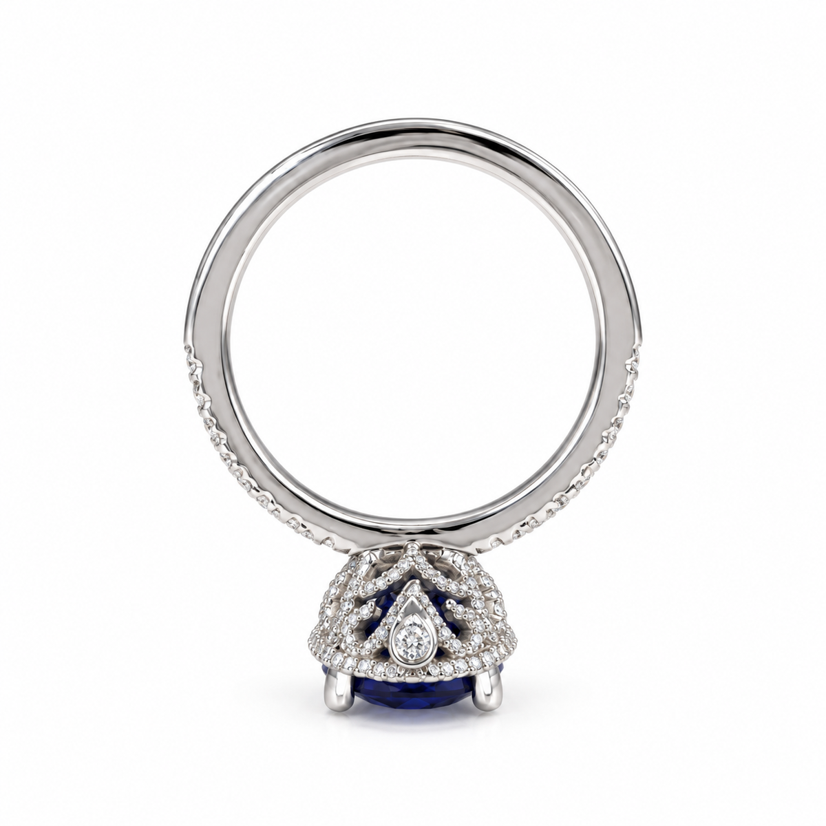 Blue sapphire solitaire engagement ring white gold, Oval shaped sapphire wedding ring, September birthstone jewelry Blue sapphire ring