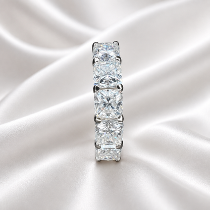 Lab grown diamond wedding band, Lab created diamond half eternity band 14k solid gold, 5 stone radiant diamond ring, cvd diamond ring