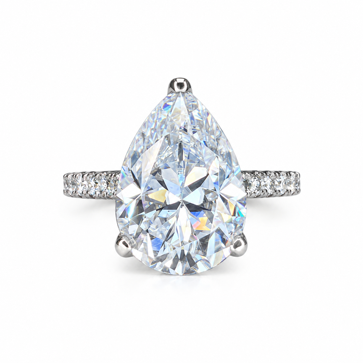 Pear Shaped Lab Grown Diamond Engagement Ring 14K Solid Gold , Teardrop Diamond Ladies Ring , IGI Certified Lab Created Diamond Ring #7100