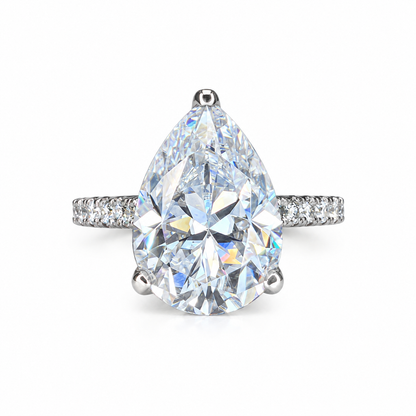 Pear Shaped Lab Grown Diamond Engagement Ring 14K Solid Gold , Teardrop Diamond Ladies Ring , IGI Certified Lab Created Diamond Ring #7100