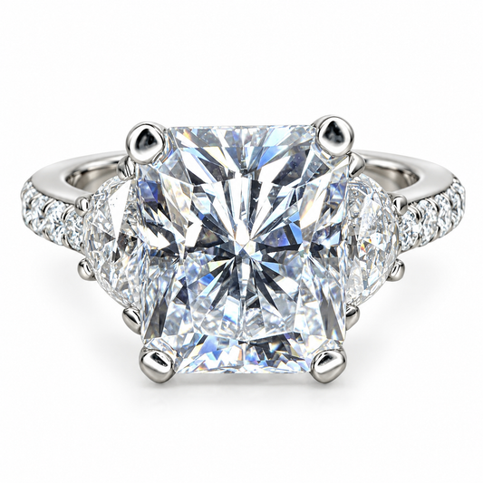 Moissanite Engagement Rings For Women Radiant Cut Wedding Ring 14K Solid White Gold,  #7179 Bridal Ring Solitaire Moissanite Engagement Ring