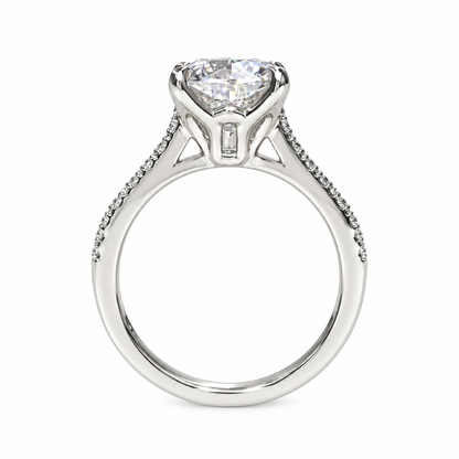 Moissanite Cushion Cut Engagement Ring 14K White Gold Cushion Solitaire Engagement Ring Forever One Simple Solitaire Engagement Ring #7275